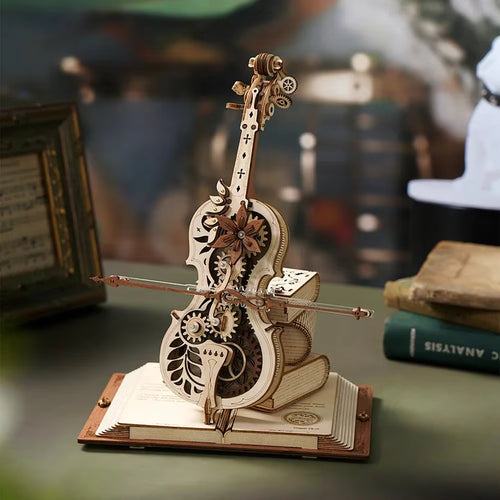 3D Magic Cello Music Box | Wooden Puzzle with Clockwork Mechanism | Unique Decorative Accent for Music Lovers 1