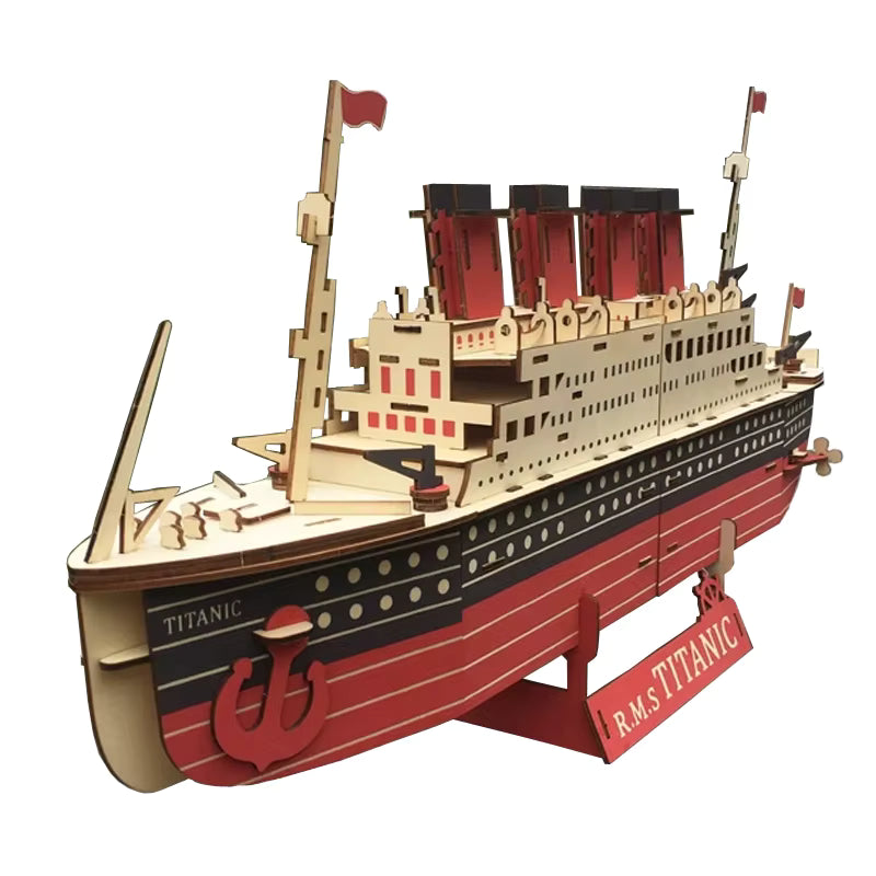 3D Wooden Puzzle Kit | Titanic Ship Model with 216 Precision-Cut Pieces | Engaging Educational Toy for Kids 0