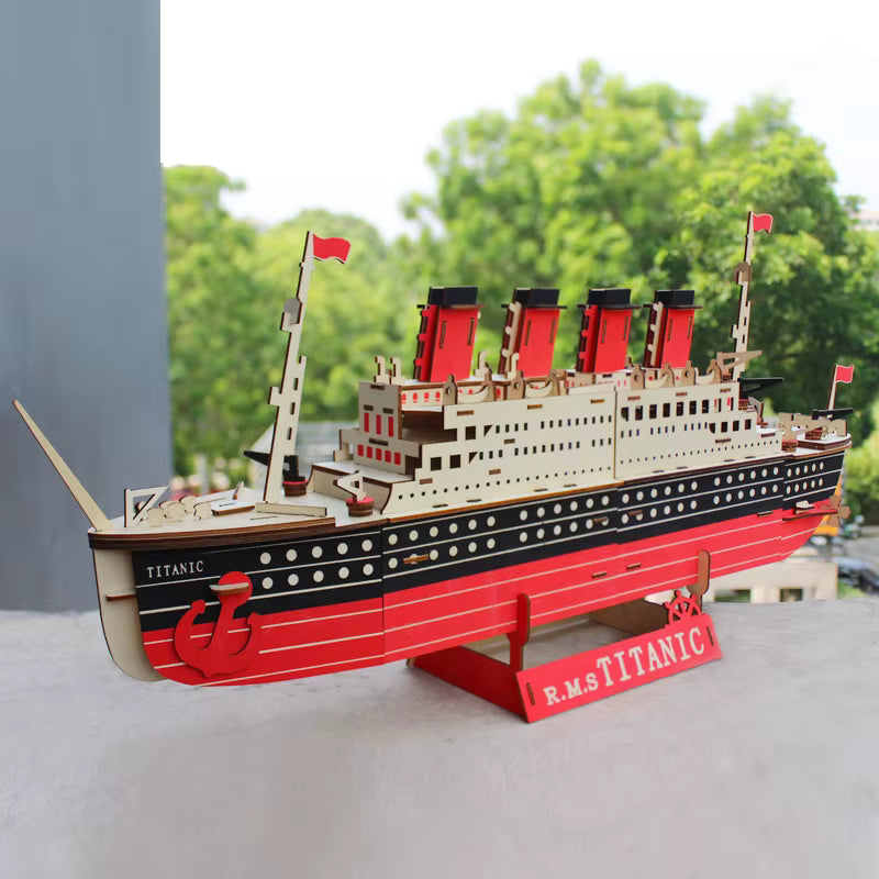 3D Wooden Puzzle Kit | Titanic Ship Model with 216 Precision-Cut Pieces | Engaging Educational Toy for Kids 1