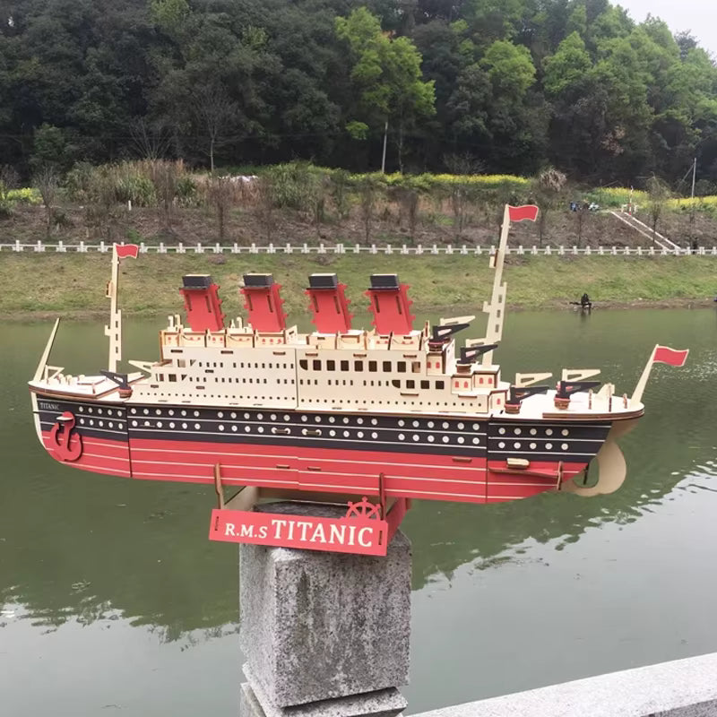 3D Wooden Puzzle Kit | Titanic Ship Model with 216 Precision-Cut Pieces | Engaging Educational Toy for Kids 3