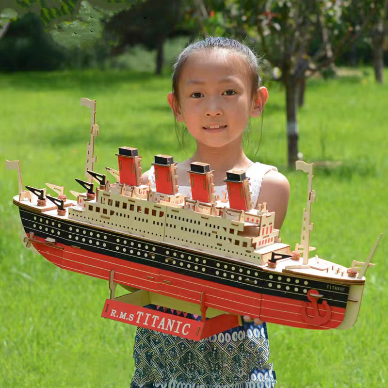 3D Wooden Puzzle Kit | Titanic Ship Model with 216 Precision-Cut Pieces | Engaging Educational Toy for Kids 5
