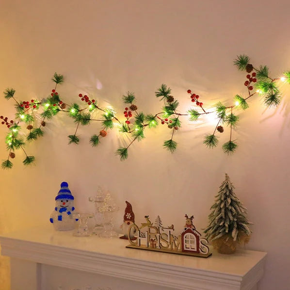Art Deco | LED String Lights with Battery Power & Elegant Pine Needle Design | Perfect for Festive Ambiance 2