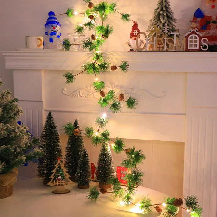 Art Deco | LED String Lights with Battery Power & Elegant Pine Needle Design | Perfect for Festive Ambiance 3