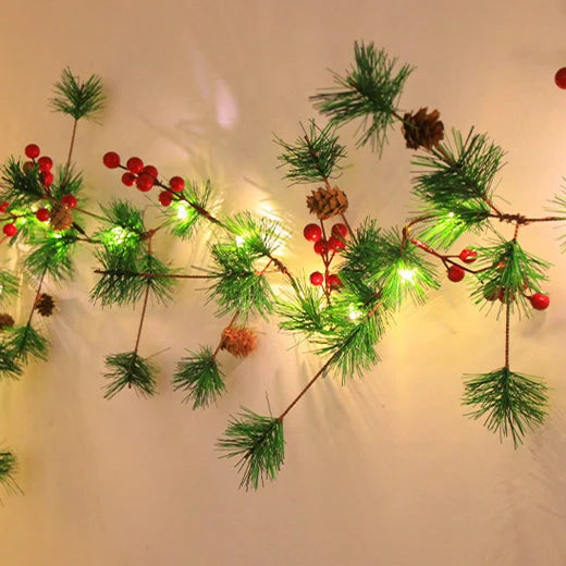 Art Deco | LED String Lights with Battery Power & Elegant Pine Needle Design | Perfect for Festive Ambiance 8