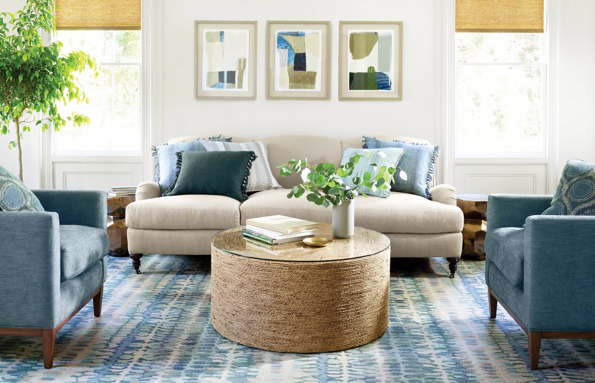 Blue Paint Chip Area Rug – Modern Abstract Machine Washable Rug