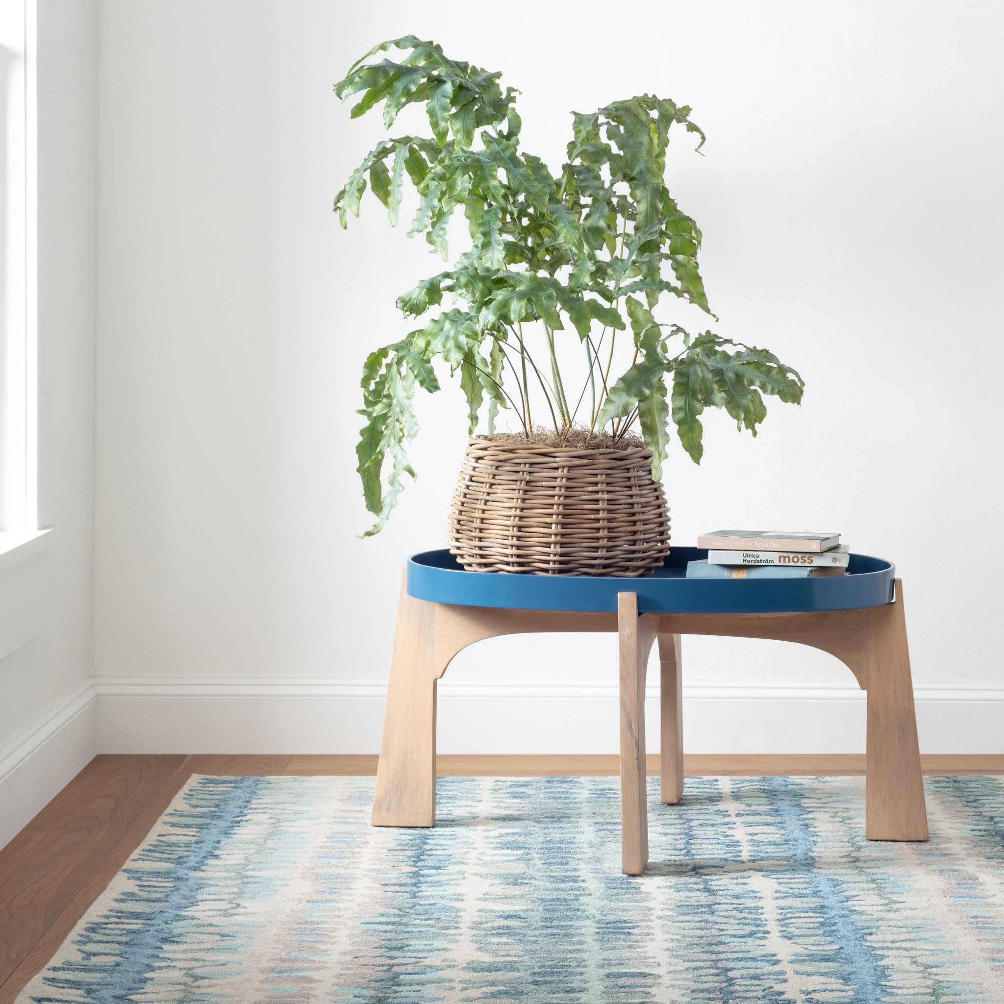 Blue Paint Chip Area Rug – Modern Abstract Machine Washable Rug