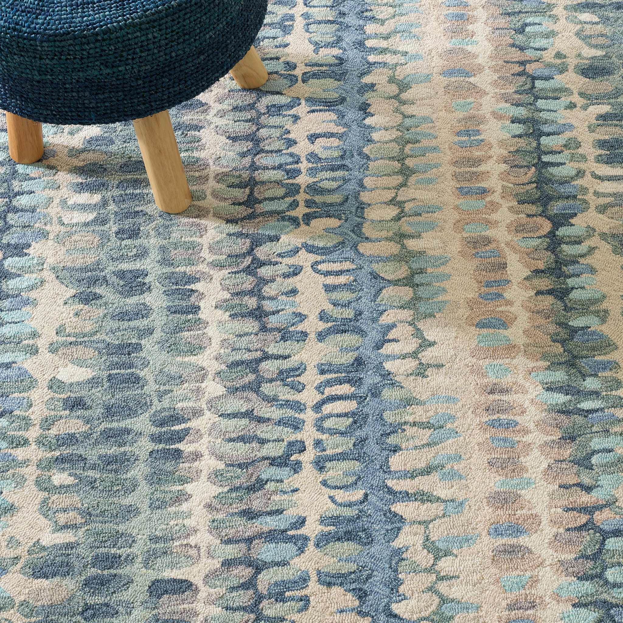 Blue Paint Chip Area Rug – Modern Abstract Machine Washable Rug
