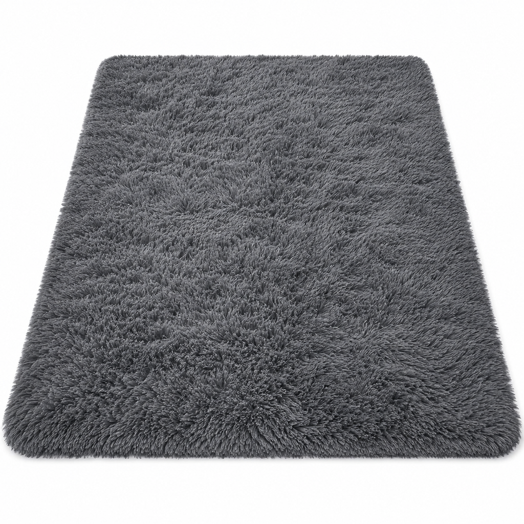 Ultra-soft fluffy shag area rug with plush pile for bedroom and living room
