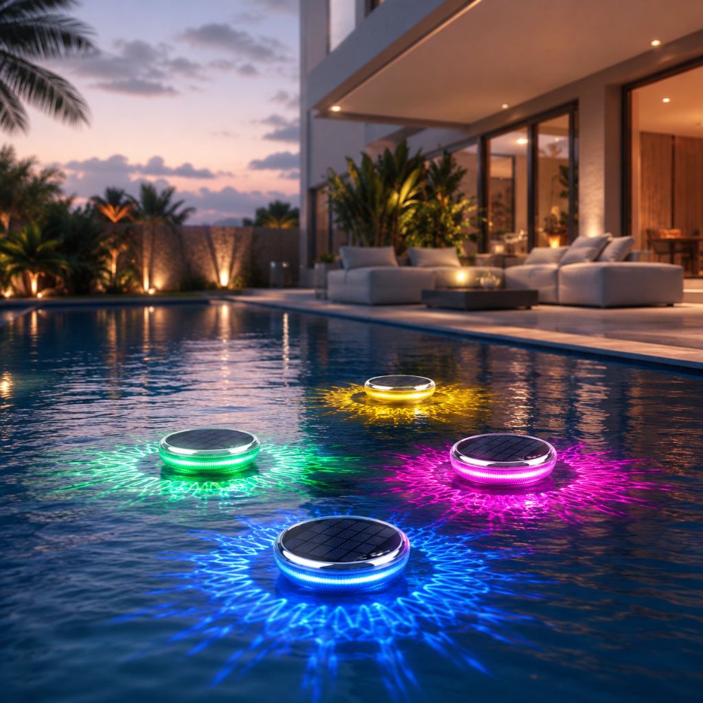 Colorful LED Floating Pool Lights | Solar-Powered with Remote Control for Vibrant Nighttime Ambiance 1
