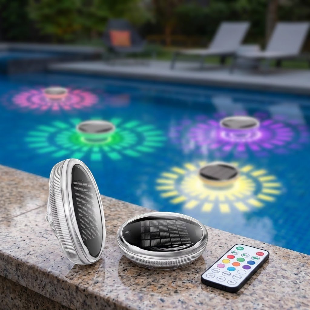Colorful LED Floating Pool Lights | Solar-Powered with Remote Control for Vibrant Nighttime Ambiance 2