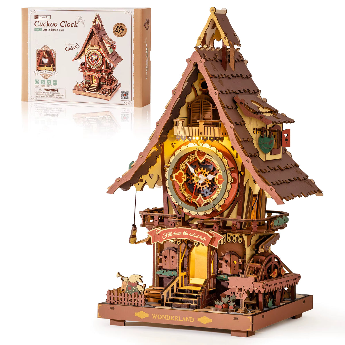 Cuckoo Clock | 3D Wooden Puzzle Kit with LED Lights & Interactive Design | Engaging DIY Craft for Home Decor 0