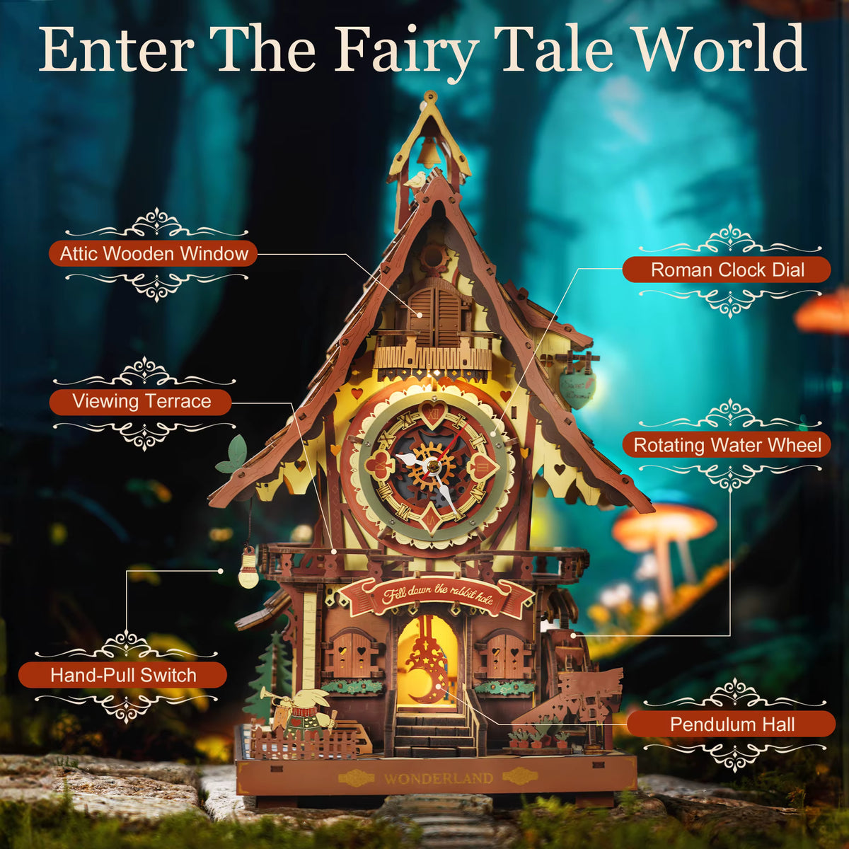 Cuckoo Clock | 3D Wooden Puzzle Kit with LED Lights & Interactive Design | Engaging DIY Craft for Home Decor 2