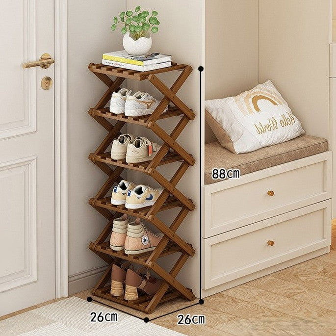 Eco-Friendly Bamboo Tiered Shoe Rack with Foldable Design | Space-Saving Organizer for Versatile Use 14
