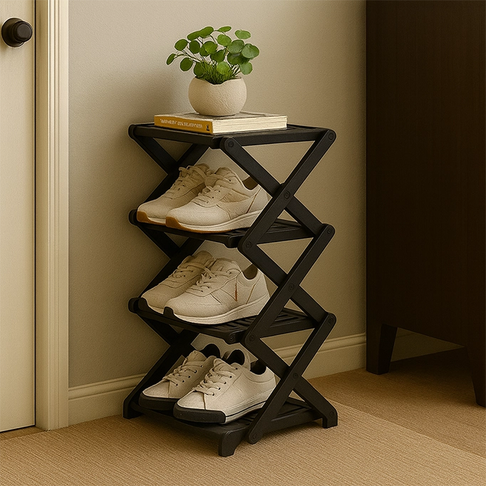 Eco-Friendly Bamboo Tiered Shoe Rack with Foldable Design | Space-Saving Organizer for Versatile Use 6