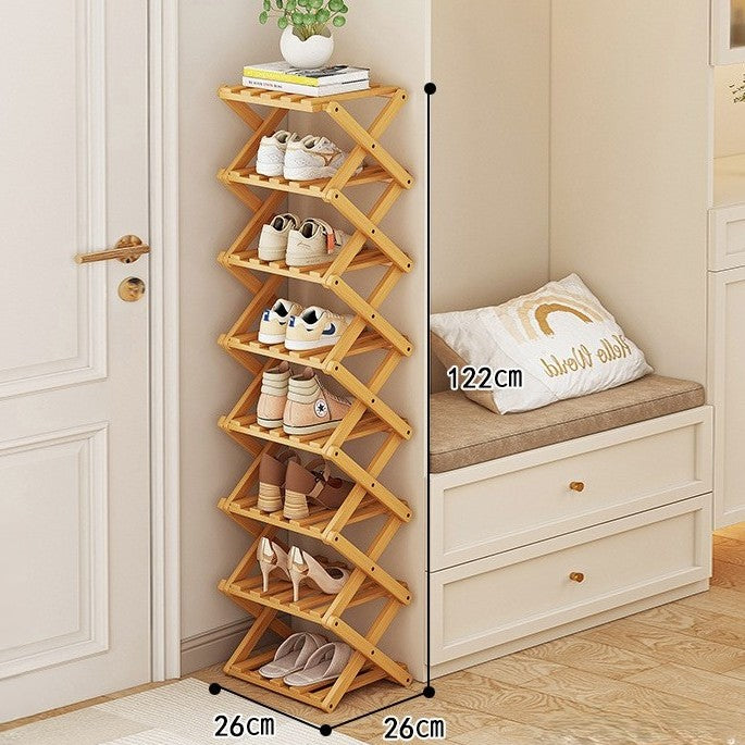 Eco-Friendly Bamboo Tiered Shoe Rack with Foldable Design | Space-Saving Organizer for Versatile Use 9