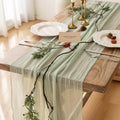 Elegant Cheesecloth Table Runner in Sage Green | Soft, Lightweight Design for Stylish Events 6