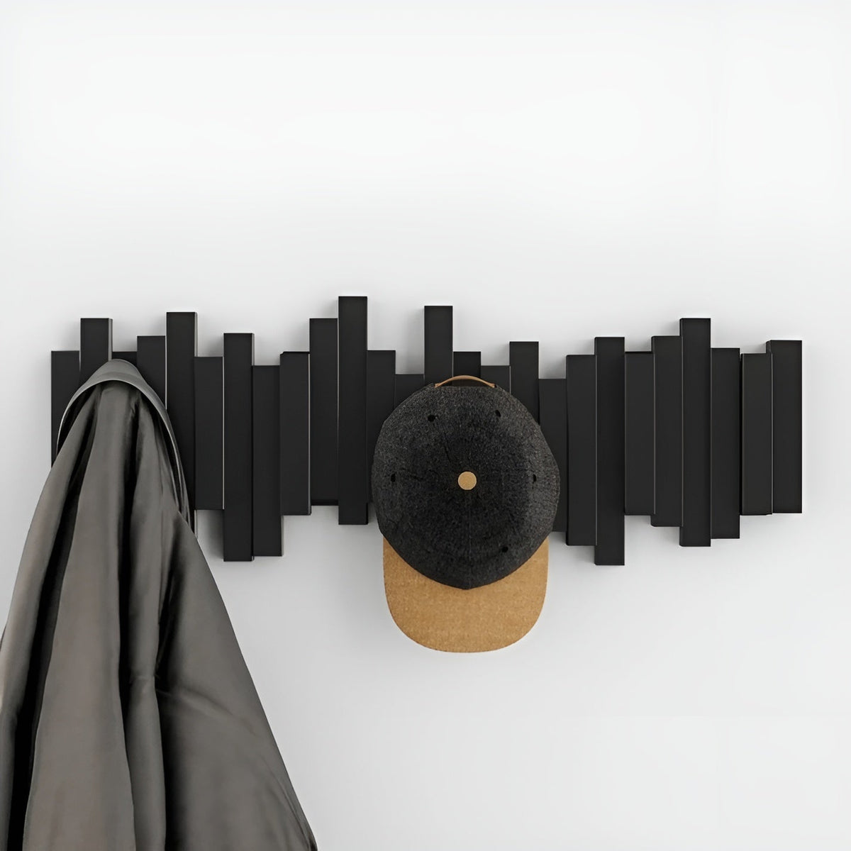 Elegant Wall Coat Rack | Solid Wood Design with Foldable Hooks for Organized Spaces 11