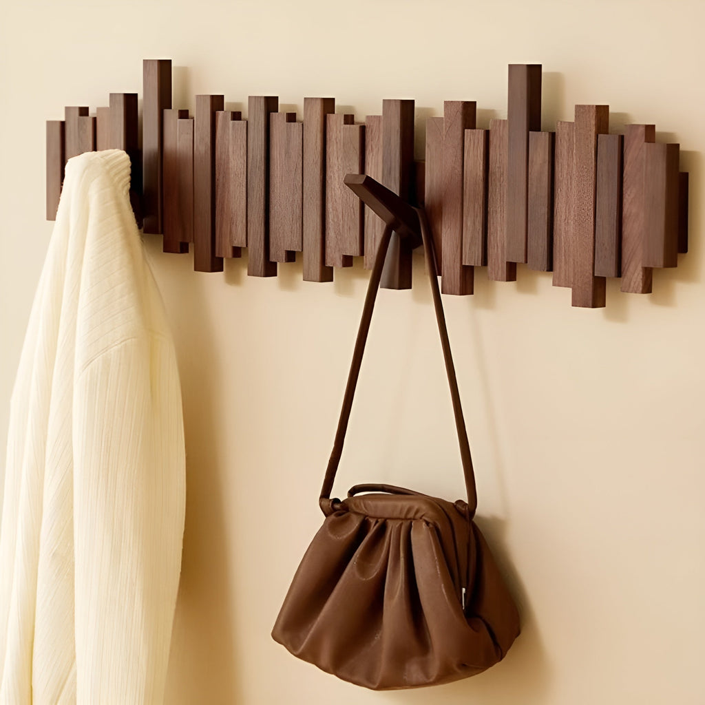 Elegant Wall Coat Rack | Solid Wood Design with Foldable Hooks for Organized Spaces 5