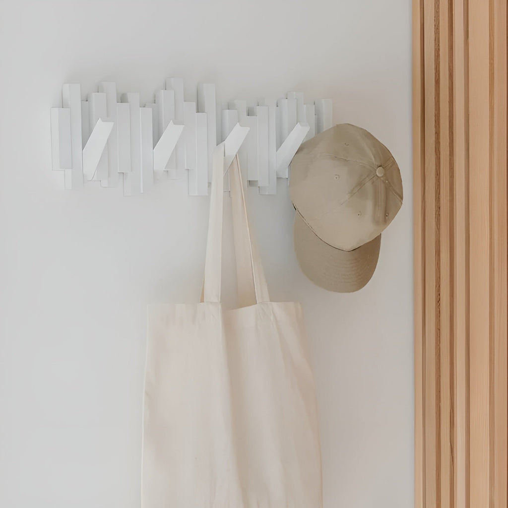 Elegant Wall Coat Rack | Solid Wood Design with Foldable Hooks for Organized Spaces 7