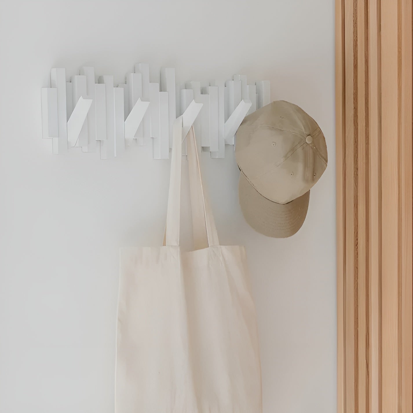 Elegant Wall Coat Rack | Solid Wood Design with Foldable Hooks for Organized Spaces 7