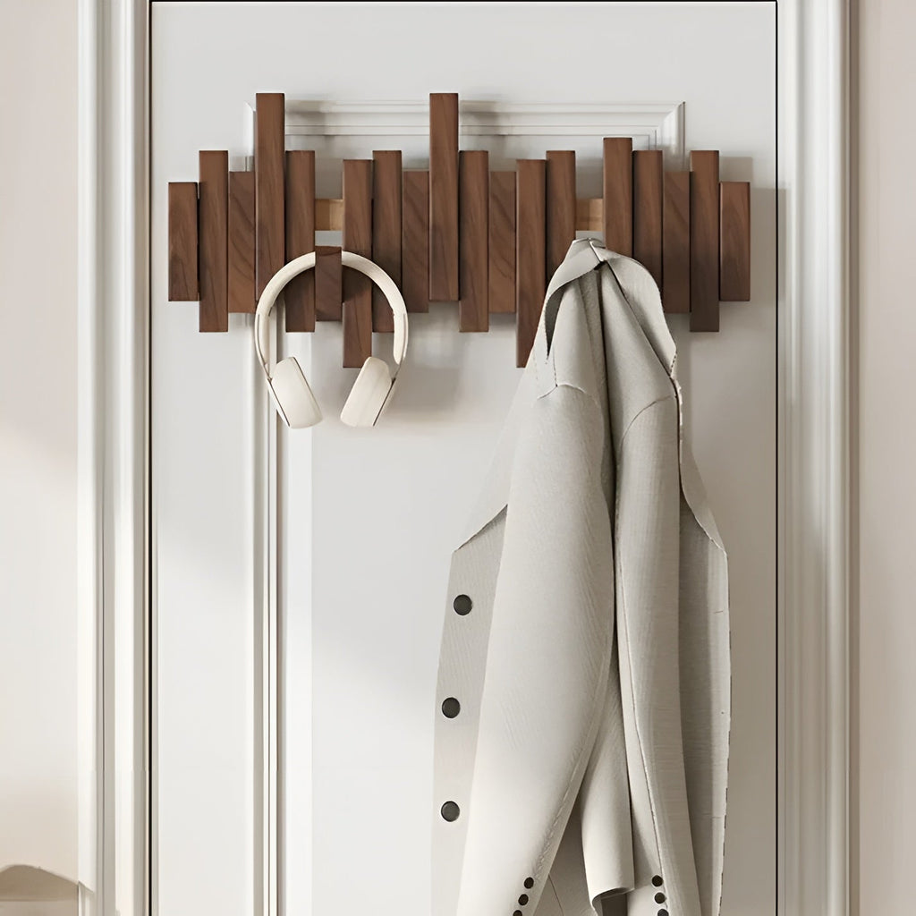 Elegant Wall Coat Rack | Solid Wood Design with Foldable Hooks for Organized Spaces 8