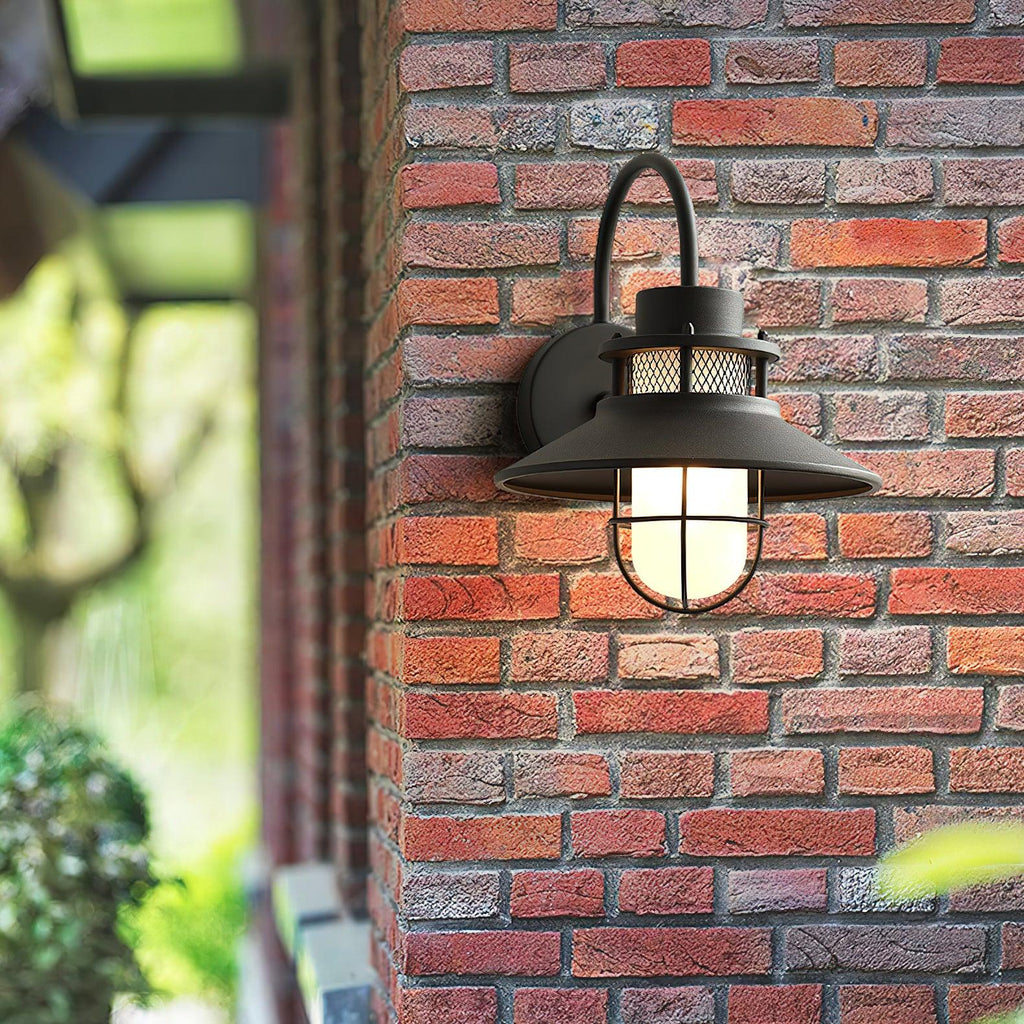 Felix | Outdoor Wall Lantern with Protective Cage Design | Industrial Style for Covered Spaces 5