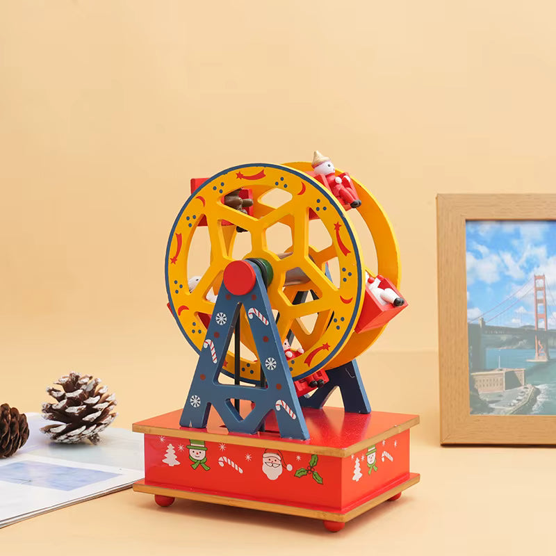 Festive Carousel | Wooden Christmas Music Box with Rotating Design | Enchanting Holiday Decoration for Joyful Celebrations 10