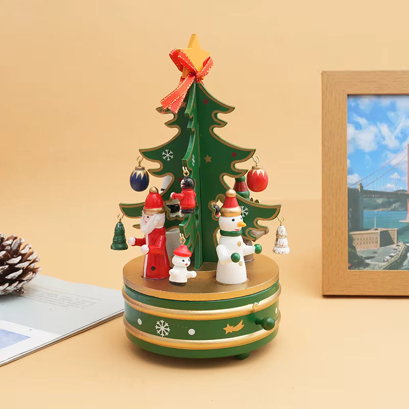 Festive Carousel | Wooden Christmas Music Box with Rotating Design | Enchanting Holiday Decoration for Joyful Celebrations 8