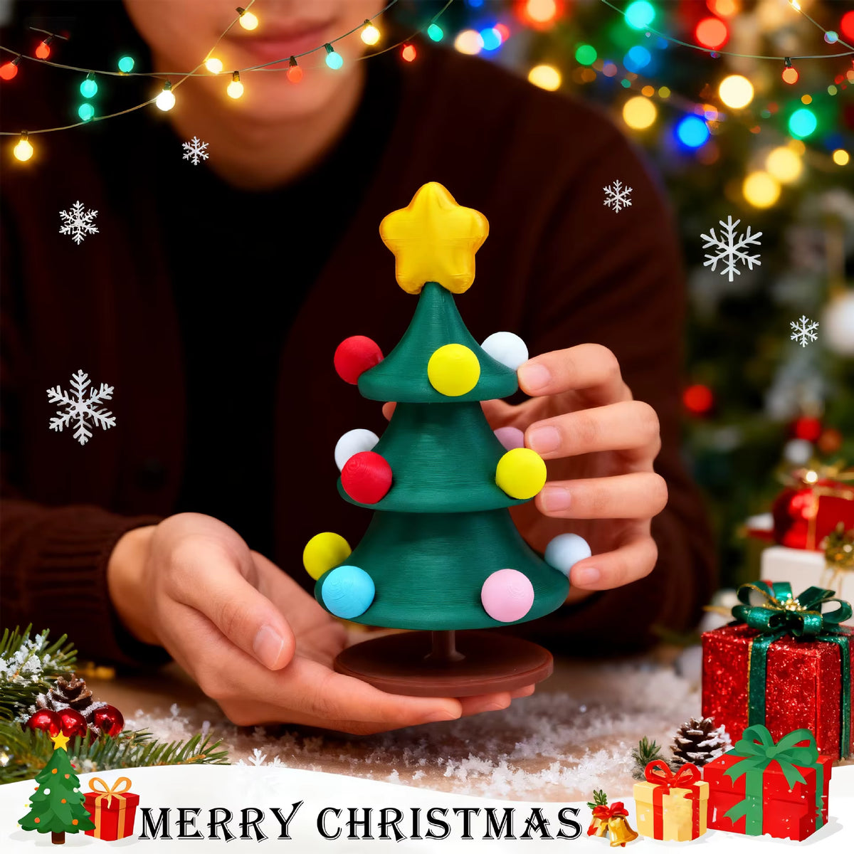Festive Collection | Rotating Christmas Tree with Dancing Ornaments | Unique Holiday Decor for Joyful Celebrations 1