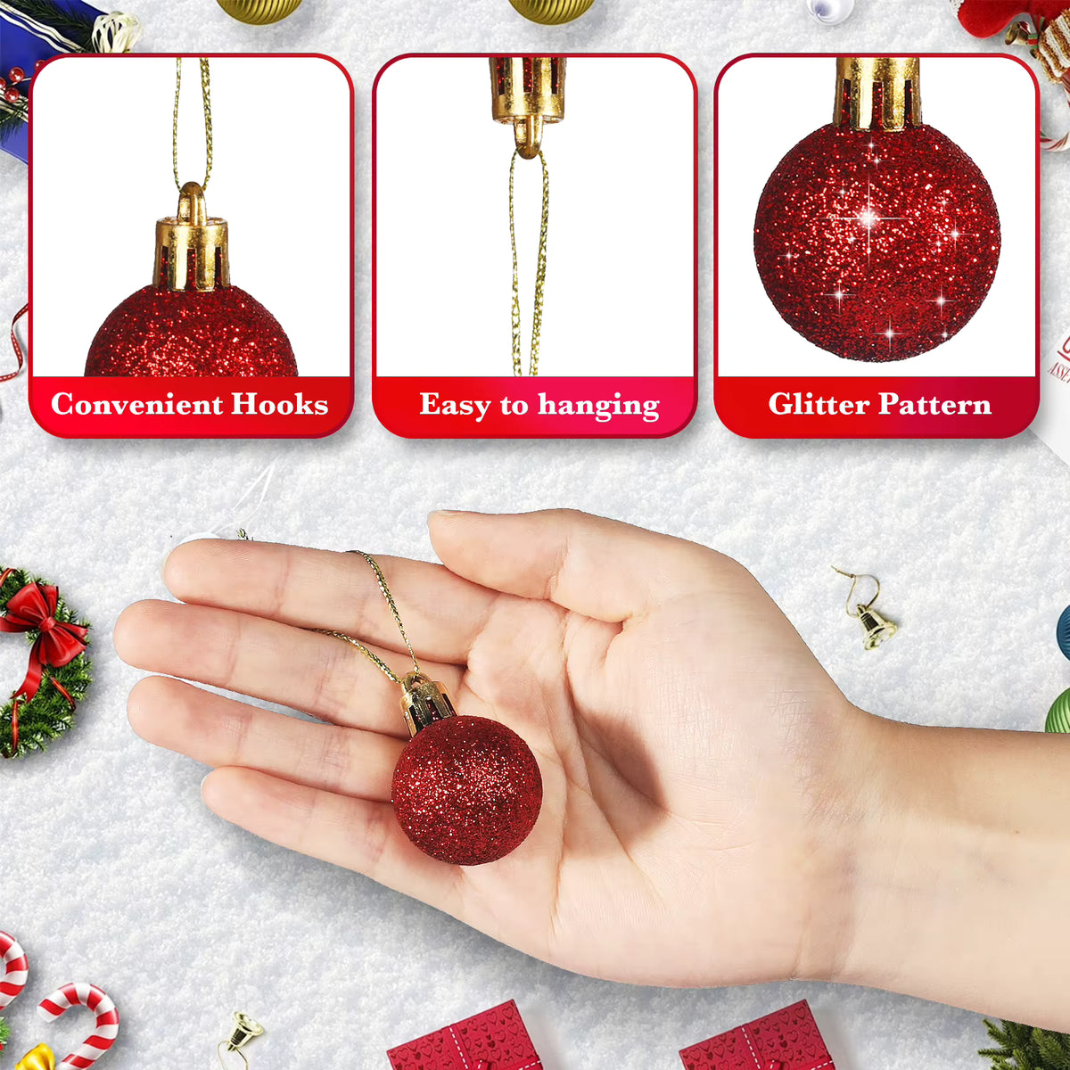 Festive Decor | 24pcs Christmas Ornaments with Shiny Finish | Elegant Christmas Tree Decorations for Holiday Celebrations 4