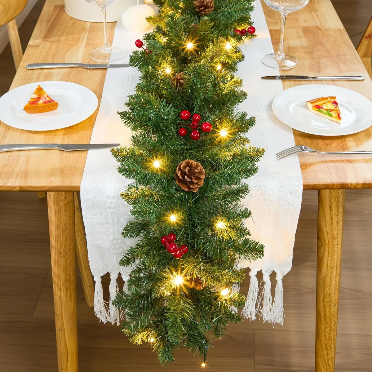 Festive Decor | 9Ft Prelit Christmas Garland with 100 LED Lights & Pine Cones | Indoor & Outdoor Holiday Decoration 5
