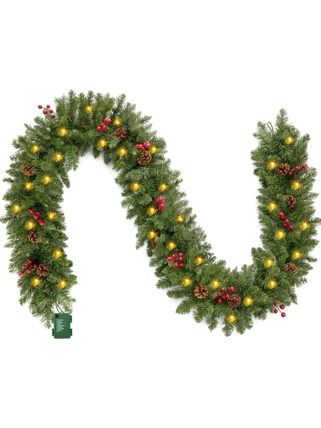 Festive Decor | 9Ft Prelit Christmas Garland with 100 LED Lights & Pine Cones | Indoor & Outdoor Holiday Decoration 6
