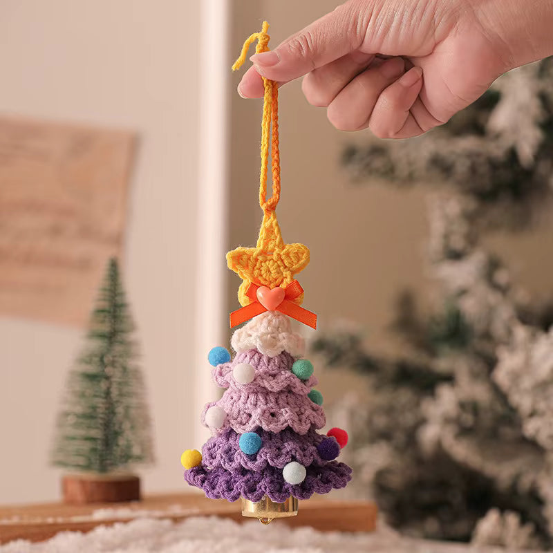 Festive Decor | Knitted Christmas Tree Pendant with Jingle Bells | Handmade Wool Crochet for Holiday Cheer 10