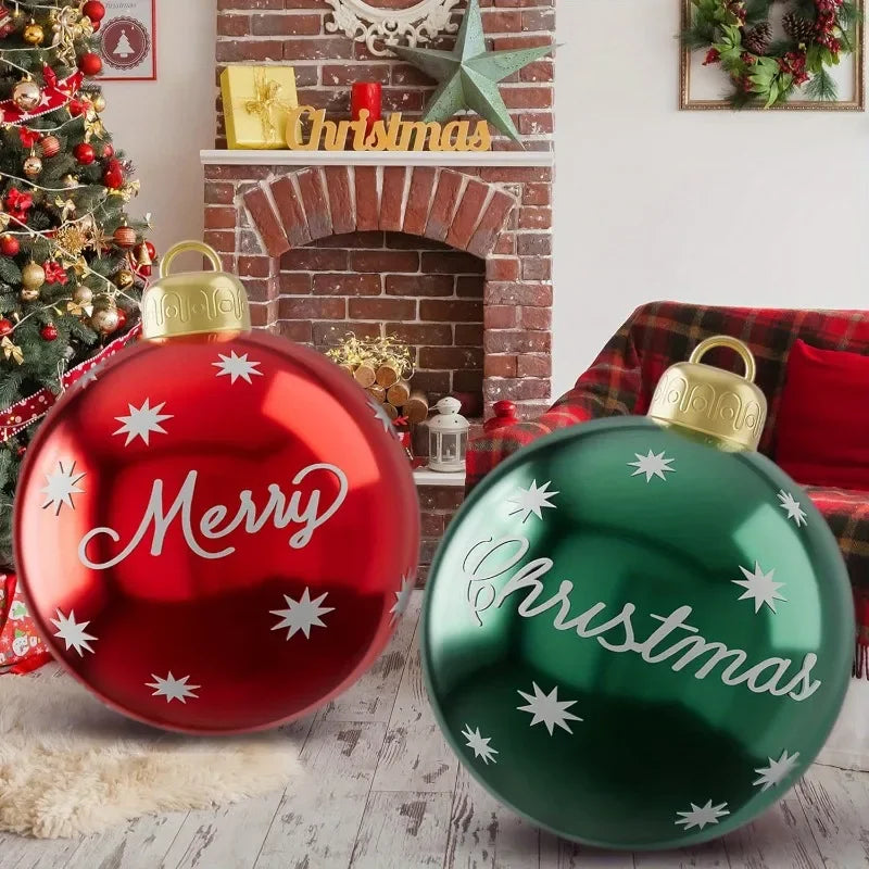Festive Decor | Outdoor Christmas Decorations Inflatable Balls Set with 60cm Size | Vibrant PVC Ornaments for Holiday Celebrations 0