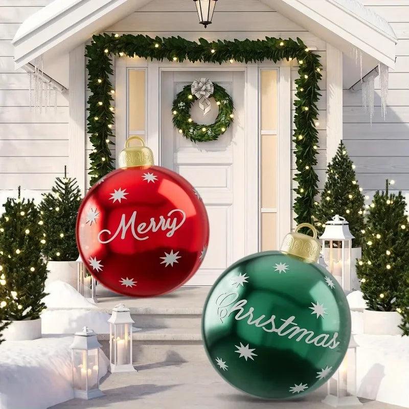 Festive Decor | Outdoor Christmas Decorations Inflatable Balls Set with 60cm Size | Vibrant PVC Ornaments for Holiday Celebrations 1
