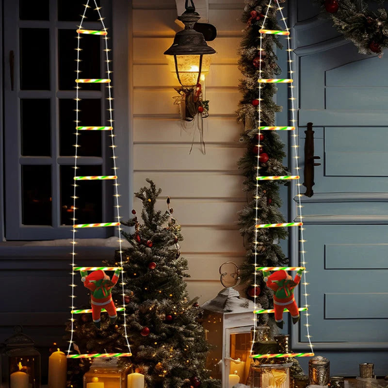 Festive Decor | Outdoor String Lights in Santa Claus Ladder Shape with 8 Flashing Modes | Durable PVC for Holiday Ambiance 0