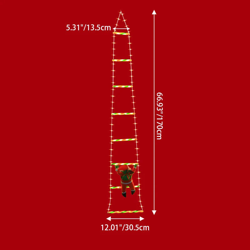 Festive Decor | Outdoor String Lights in Santa Claus Ladder Shape with 8 Flashing Modes | Durable PVC for Holiday Ambiance 3