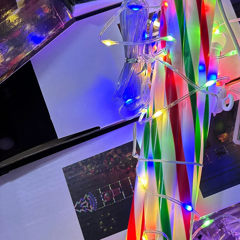 Festive Decor | Outdoor String Lights in Santa Claus Ladder Shape with 8 Flashing Modes | Durable PVC for Holiday Ambiance 6