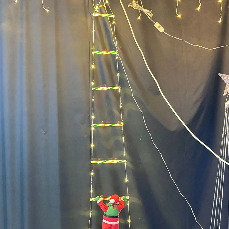 Festive Decor | Outdoor String Lights in Santa Claus Ladder Shape with 8 Flashing Modes | Durable PVC for Holiday Ambiance 7