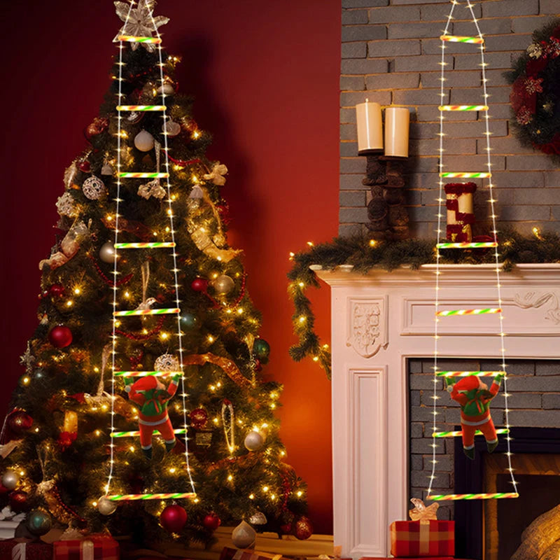 Festive Decor | Outdoor String Lights in Santa Claus Ladder Shape with 8 Flashing Modes | Durable PVC for Holiday Ambiance 9