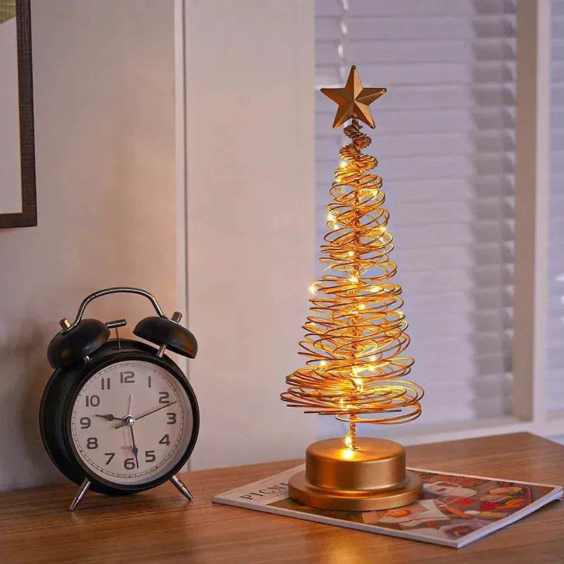 Festive Spiral LED Christmas Tree Decoration | Unique Metal Design for Warm Holiday Ambiance 3