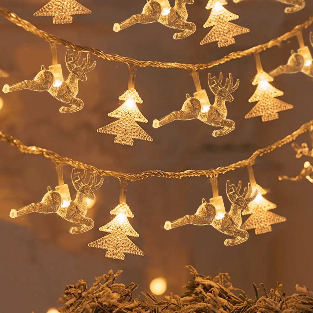 FrostGlow | LED String Lights with Snowflake & Tree Design | Warm White & Colorful for Festive Ambiance 2