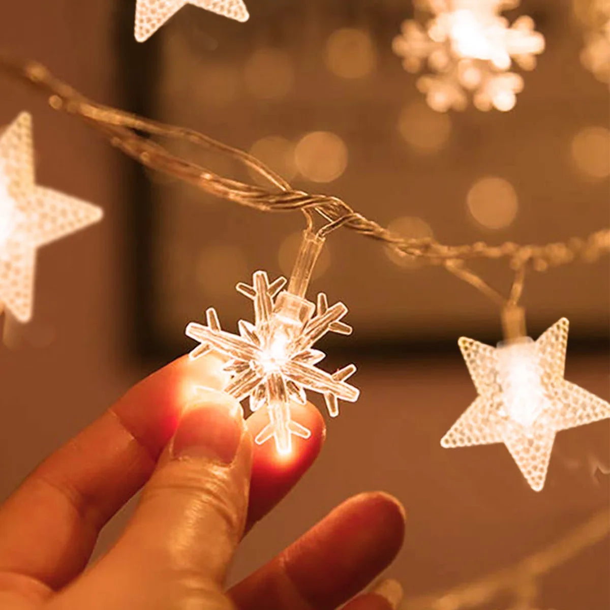 FrostGlow | LED String Lights with Snowflake & Tree Design | Warm White & Colorful for Festive Ambiance 3