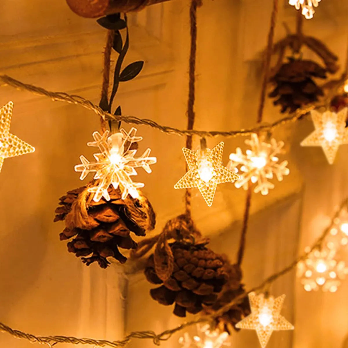FrostGlow | LED String Lights with Snowflake & Tree Design | Warm White & Colorful for Festive Ambiance 4