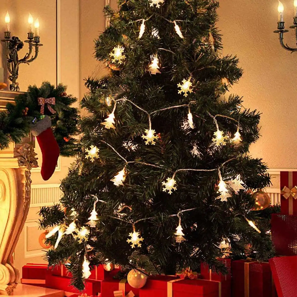 FrostGlow | LED String Lights with Snowflake & Tree Design | Warm White & Colorful for Festive Ambiance 5