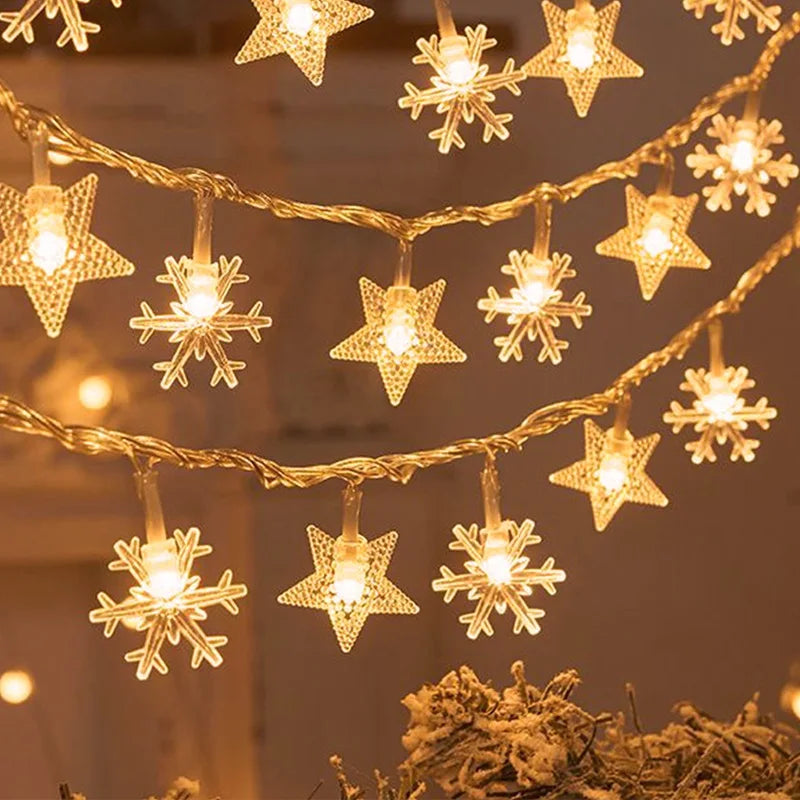 FrostGlow | LED String Lights with Snowflake & Tree Design | Warm White & Colorful for Festive Ambiance 6