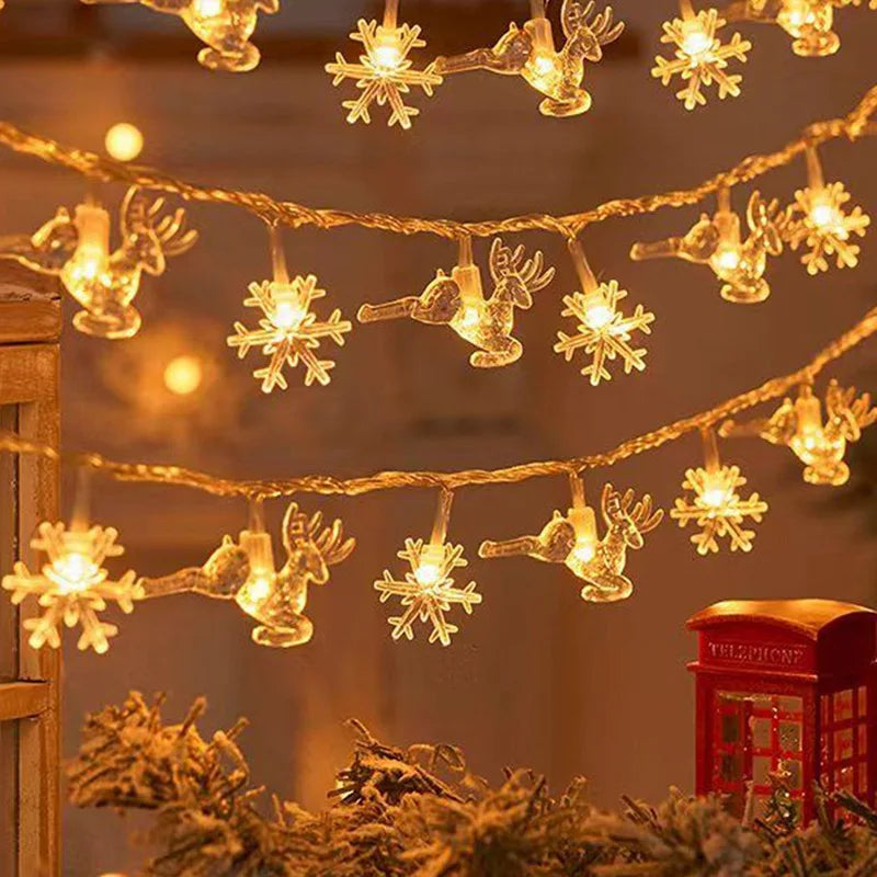 FrostGlow | LED String Lights with Snowflake & Tree Design | Warm White & Colorful for Festive Ambiance 8