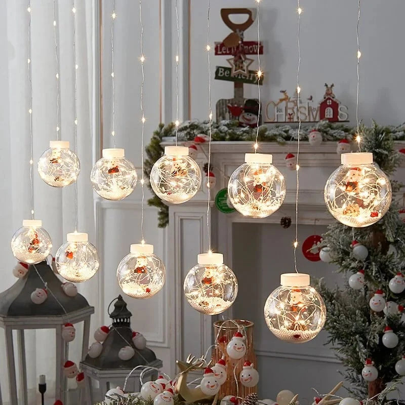 Holiday Cheer | LED Christmas Ball String Lights with 3D Snowman Design | Enchanting Festive Decor for Indoor & Outdoor Use 2