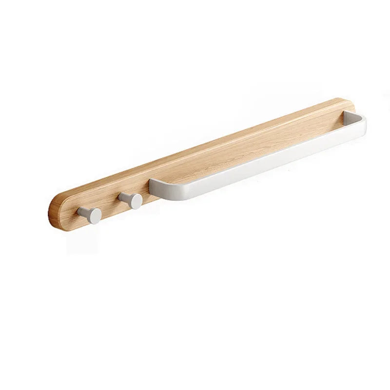 Leno Collection | Wooden Towel Rail with Integrated Hooks | Modern Design for Organized Bathrooms 5