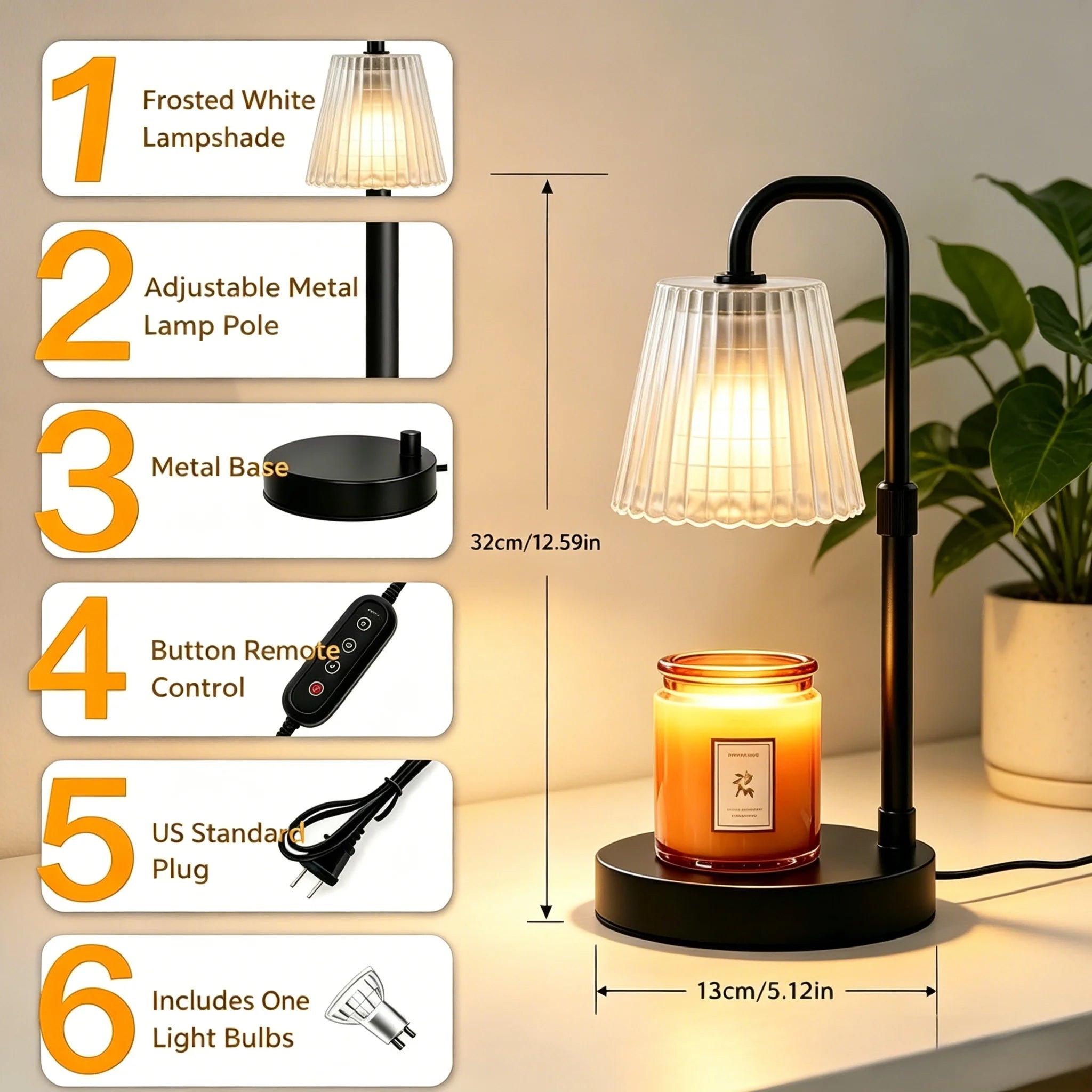 LuminaraGlow | Elegant Dimmable Flameless Candle Warmer Lamp with Timer 4